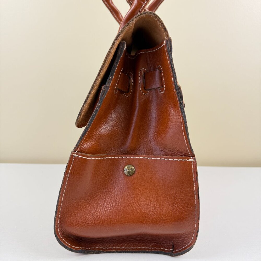 EUC Patricia Nash Vienna Tan/Brown Leather Satchel Bag - Picture 4 of 14